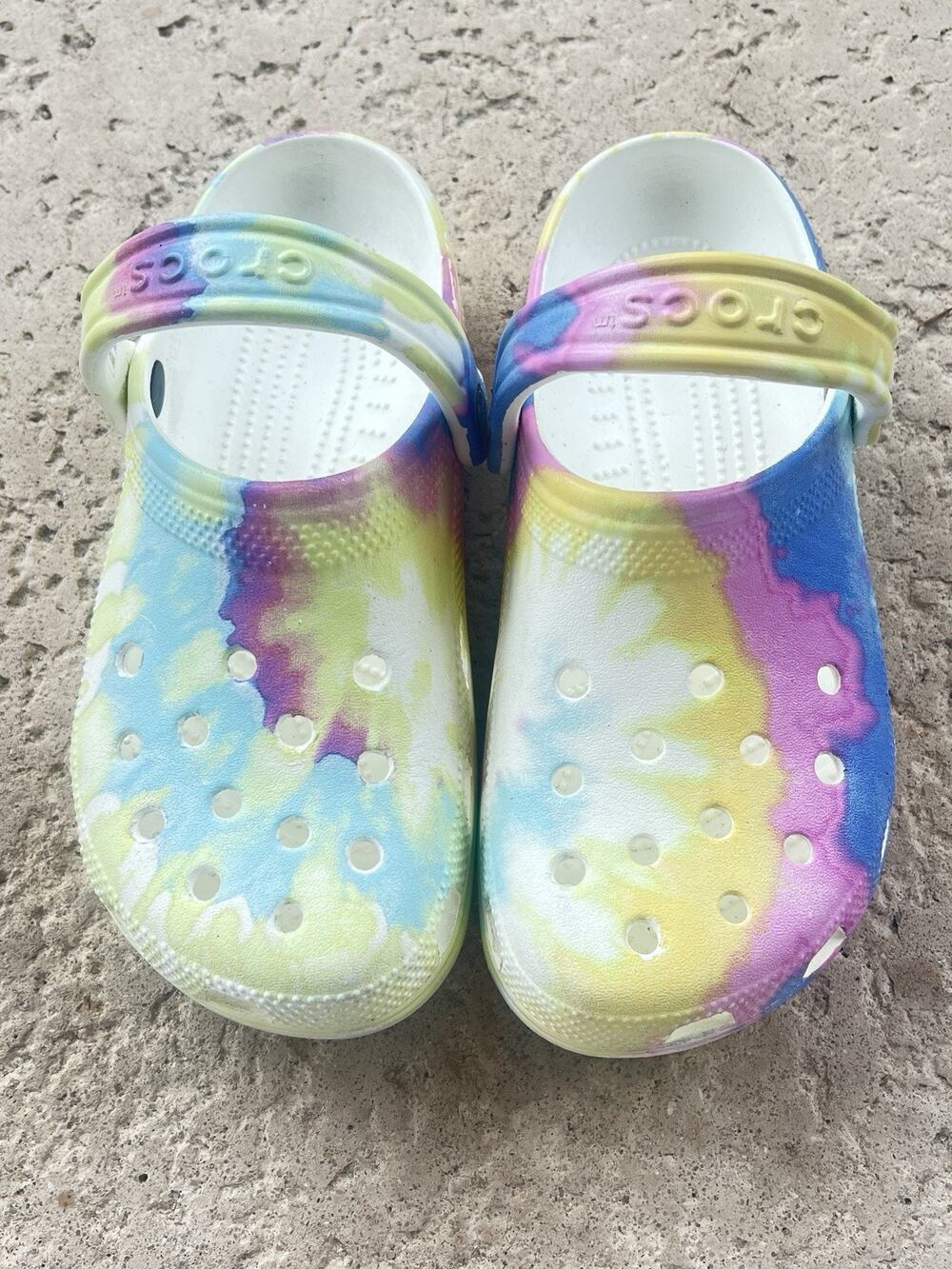 Crocs Classic Multi Color Tie Dye Graphic Pastel Clog Shoes Unisex Wm 7/ M5